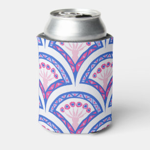 blue floral damask pattern can cooler