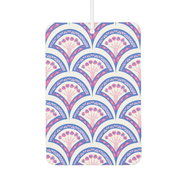 blue floral damask pattern  car air freshener (Front)