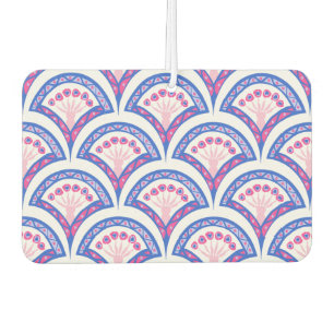 blue floral damask pattern car air freshener