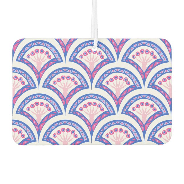 blue floral damask pattern  car air freshener (Front)