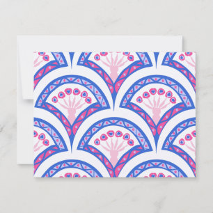 blue floral damask pattern card