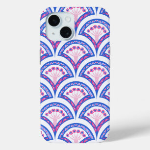 blue floral damask pattern iPhone 15 case
