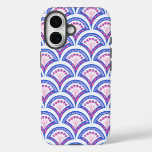 blue floral damask pattern iPhone 16 case