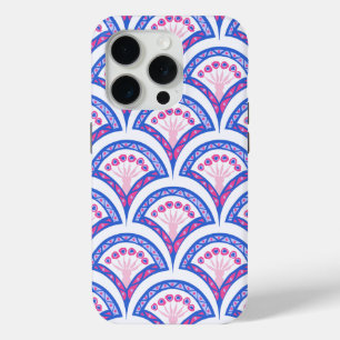 blue floral damask pattern iPhone 15 pro case