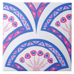 blue floral damask pattern ceramic tile