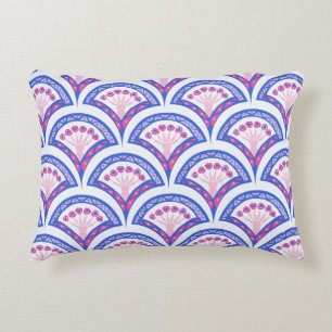 blue floral damask pattern decorative cushion