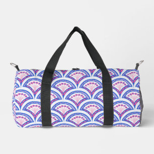 blue floral damask pattern duffle bag
