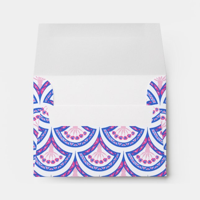 blue floral damask pattern  envelope (Back (Bottom))