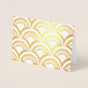 blue floral damask pattern foil card