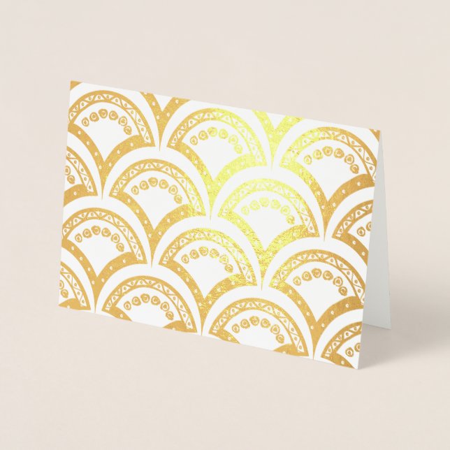 blue floral damask pattern  foil card (Front)