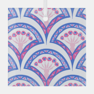 blue floral damask pattern  glass tree decoration