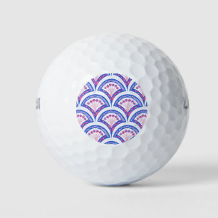 blue floral damask pattern golf balls