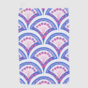 blue floral damask pattern golf towel