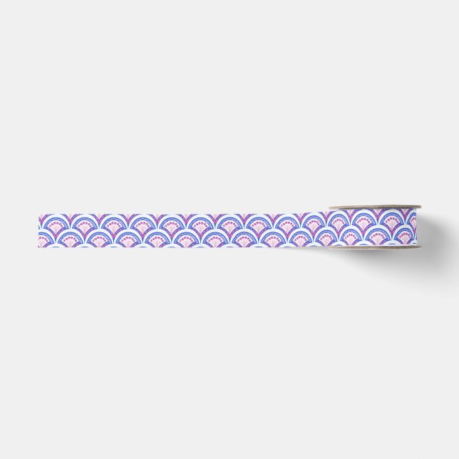 blue floral damask pattern  grosgrain ribbon (Front)