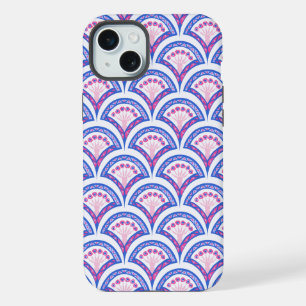 blue floral damask pattern iPhone 15 plus case