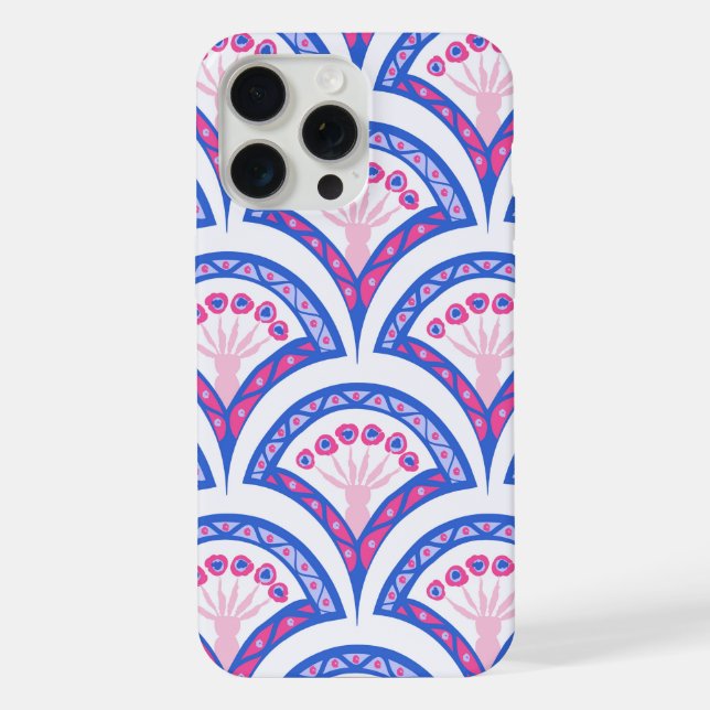 blue floral damask pattern  iPhone case (Back)