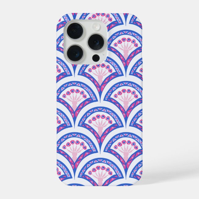 blue floral damask pattern  iPhone case (Back)