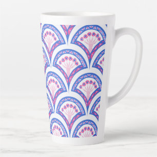 blue floral damask pattern latte mug