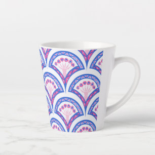 blue floral damask pattern latte mug
