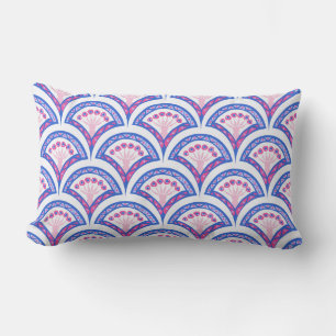 blue floral damask pattern lumbar cushion