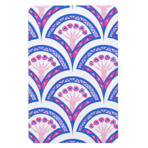 blue floral damask pattern magnet
