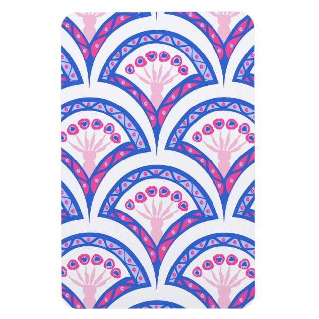 blue floral damask pattern  magnet (Vertical)
