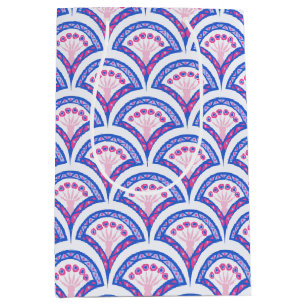 blue floral damask pattern medium gift bag
