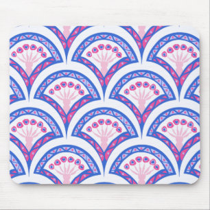 blue floral damask pattern mouse pad