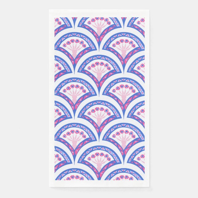 blue floral damask pattern  napkin (Front)
