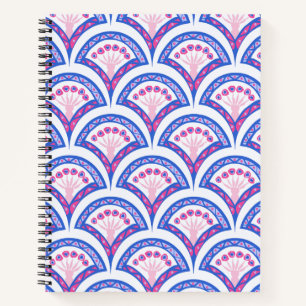 blue floral damask pattern notebook