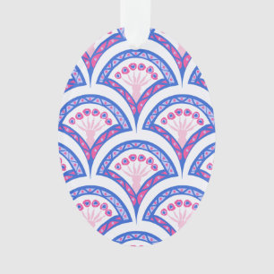 blue floral damask pattern ornament