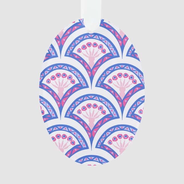 blue floral damask pattern  ornament (Front)