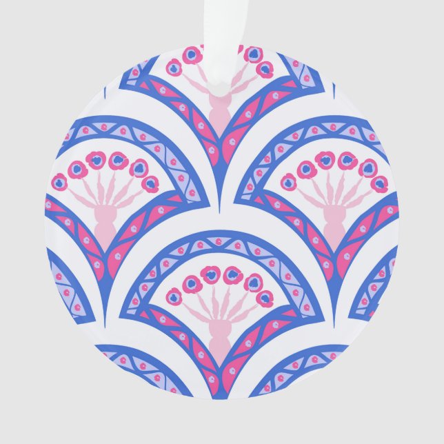 blue floral damask pattern  ornament (Front)