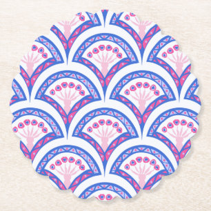 blue floral damask pattern  paper coaster