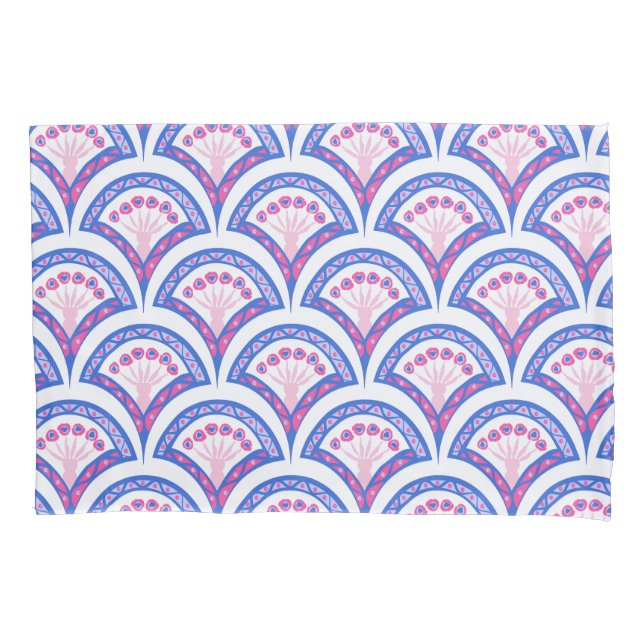 blue floral damask pattern  pillowcase (Front-Left)