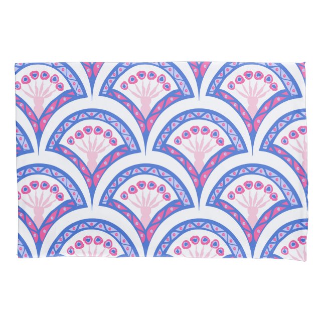 blue floral damask pattern  pillowcase (Front)