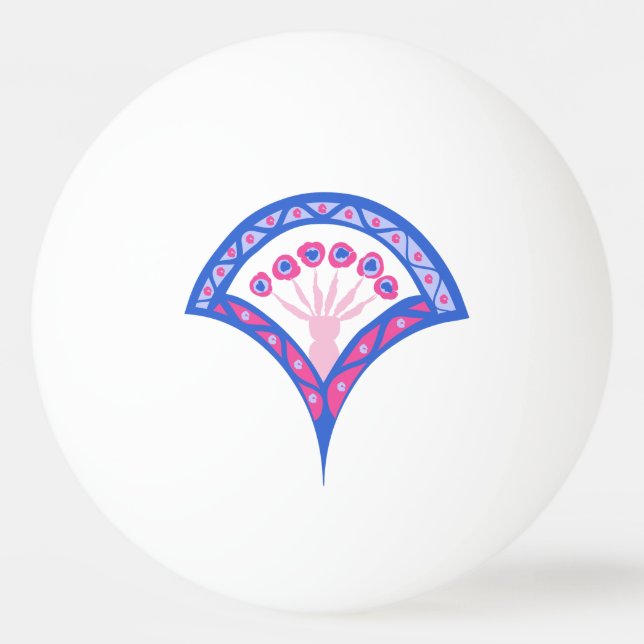 blue floral damask pattern  ping pong ball (Front)