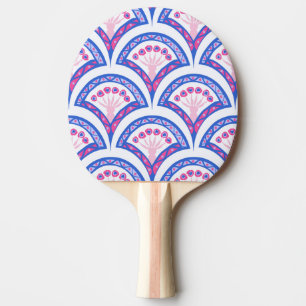 blue floral damask pattern ping pong paddle