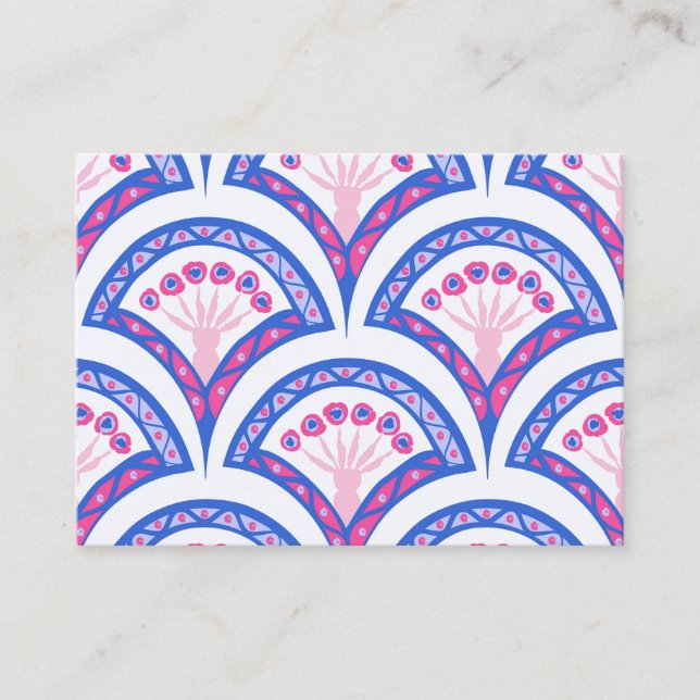 blue floral damask pattern  place card (Front)