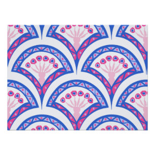 blue floral damask pattern poster