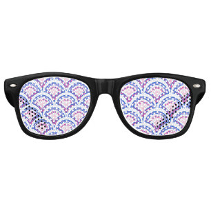 blue floral damask pattern retro sunglasses