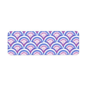 blue floral damask pattern  return address label