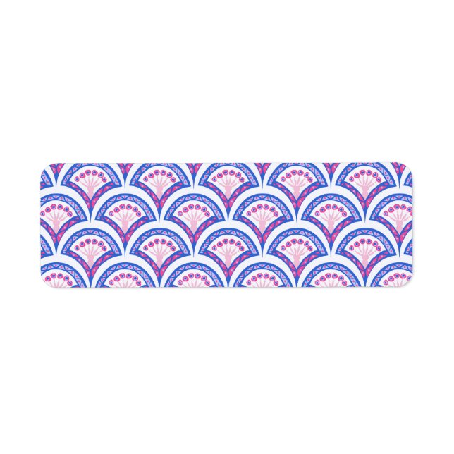 blue floral damask pattern  return address label (Front)