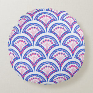 blue floral damask pattern  round cushion