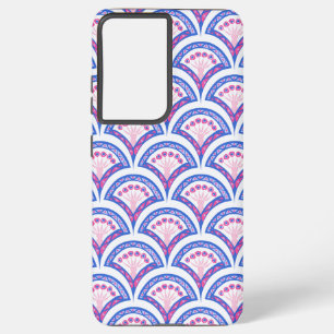 blue floral damask pattern samsung galaxy case