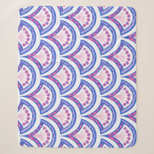 blue floral damask pattern sherpa blanket