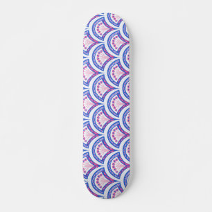 blue floral damask pattern skateboard