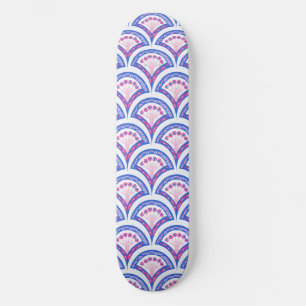 blue floral damask pattern skateboard