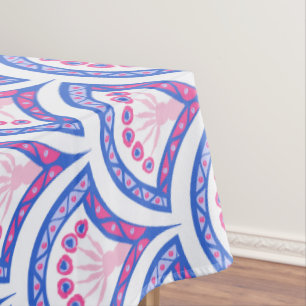 blue floral damask pattern tablecloth