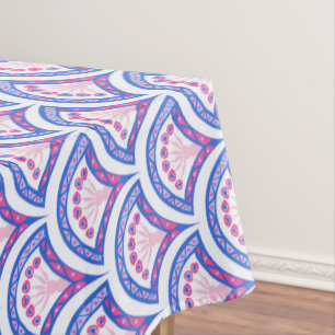 blue floral damask pattern tablecloth
